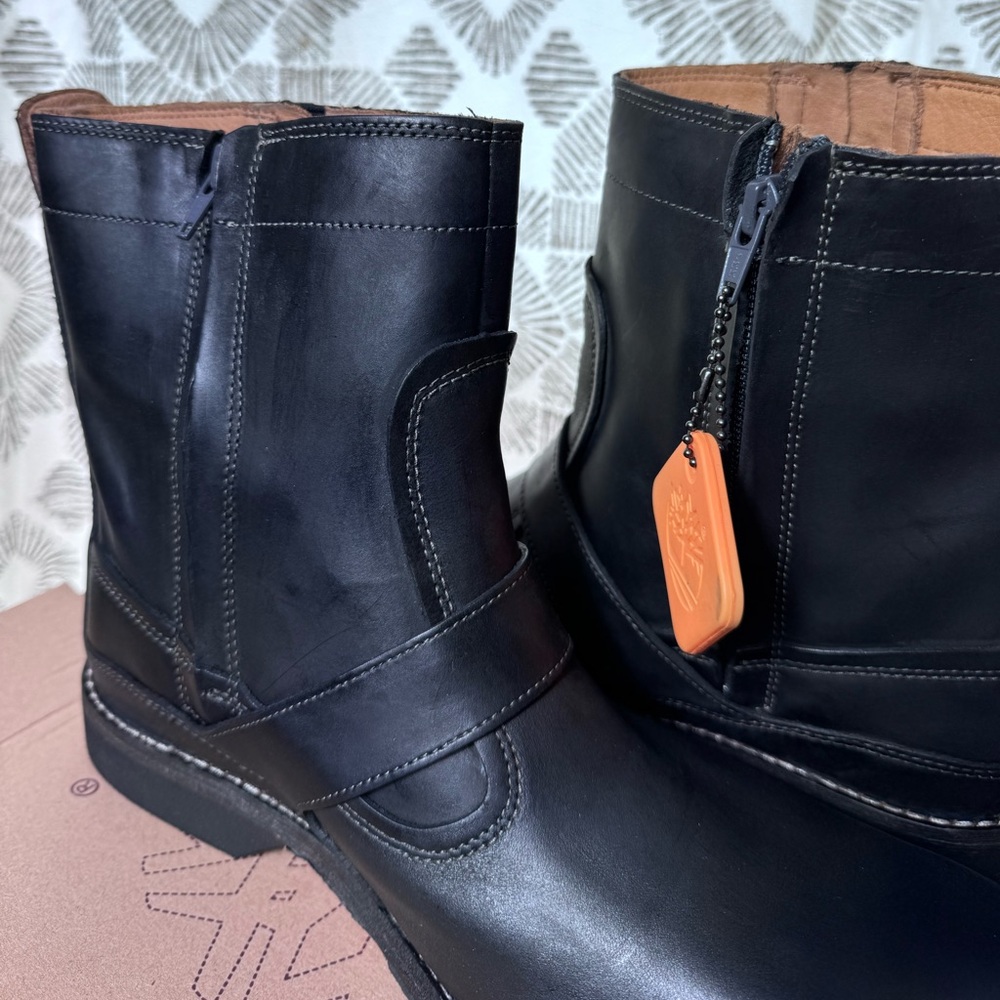 Timberland Earthkeepers 73182 Black Leather Engineer Harness Boots Men’s 10 NIB - Picture 10 of 12